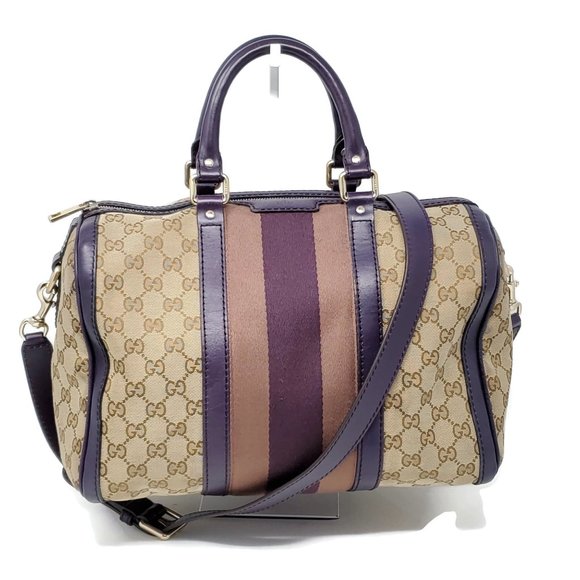 Gucci Handbags - 100% Auth Gucci Vintage Canvas Boston Satchel Bag